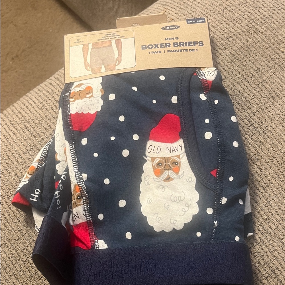 Old Navy Men's Navy Santa Boxer Briefs - Cotton and Spandex.